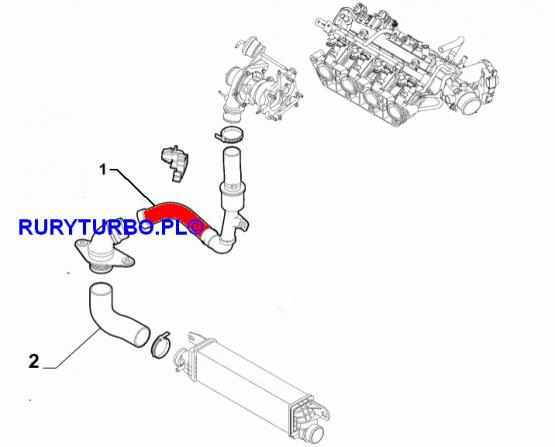 PRZEWÓD GUMOWY MIĘDZY TURBINĄ A INTERCOOLEREM ALFA ROMEO GIULIETTA 1.6 JTDM 105 KM